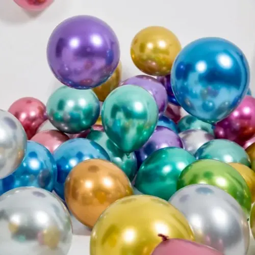 10 tommer metallisk krom lateks ballonger