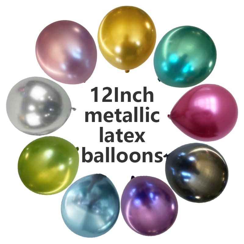 12 tommer metallisk krom lateks ballonger