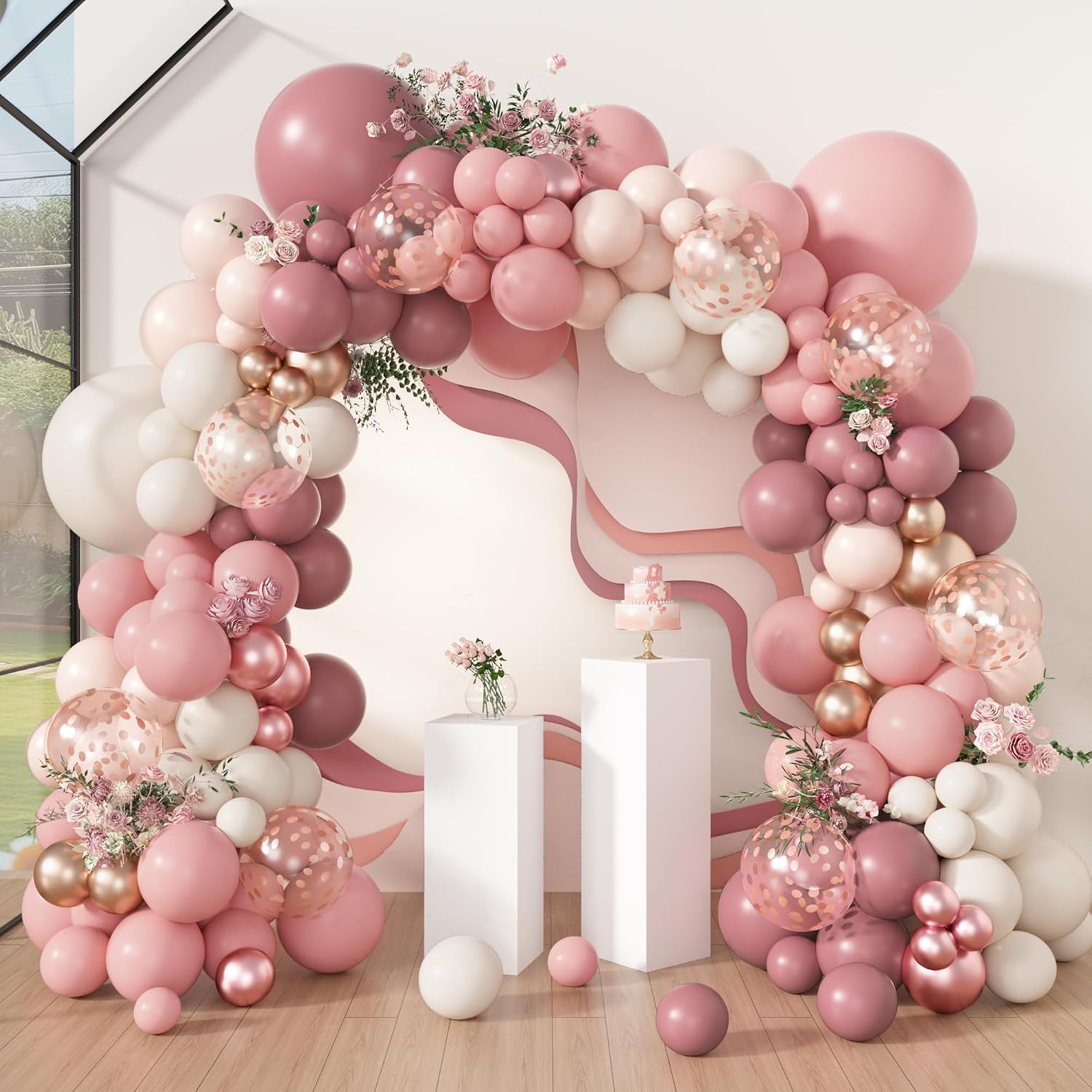 Hvilken er den populære stilen til støvete rosa ballongbuesett?