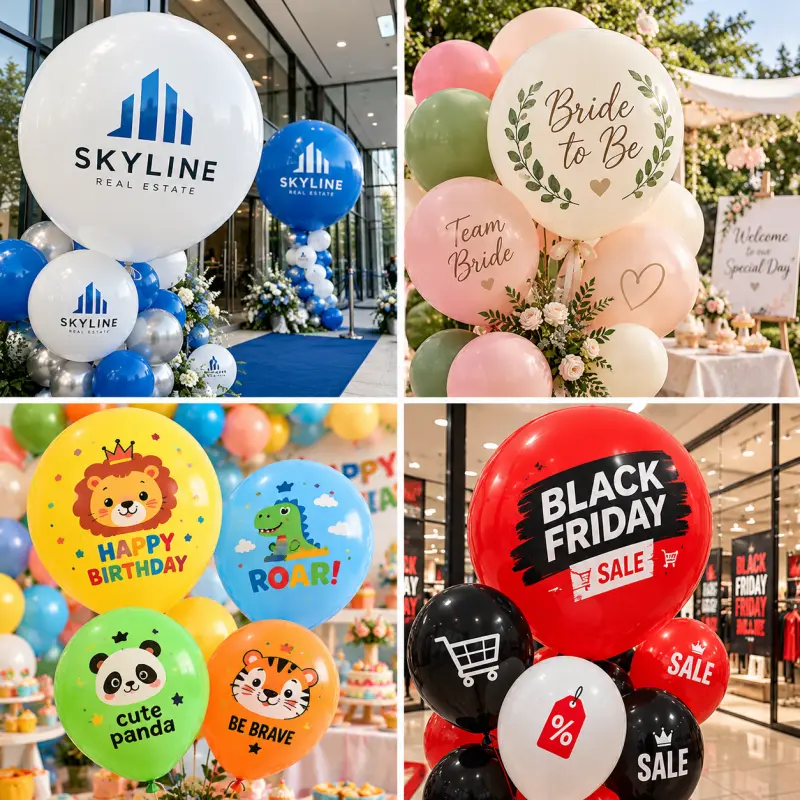 Custom Logo Latex Balloons Engros: Velge utskriftsstørrelser