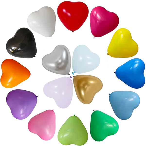 Hjerteformede latexballonger