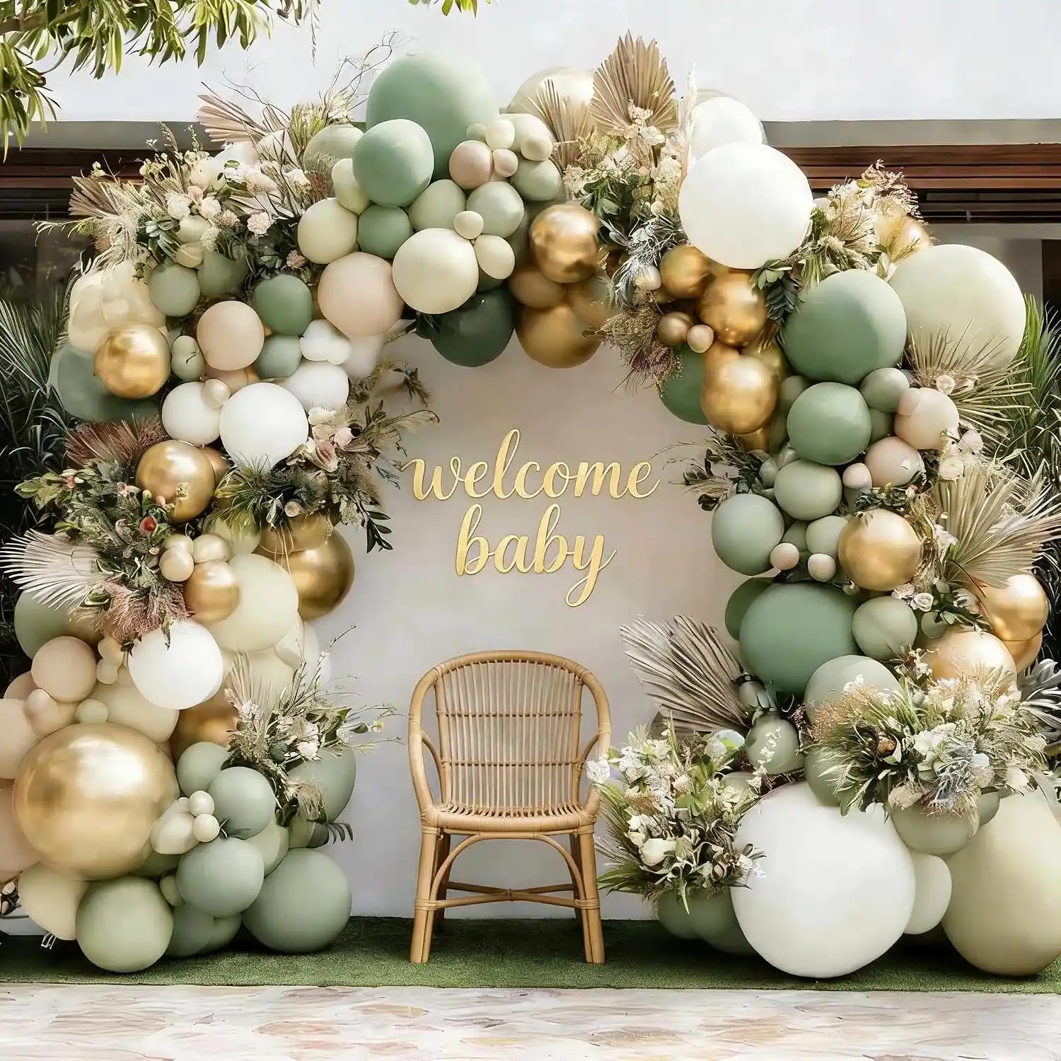 Sage Green Baby Shower Balloon Garland